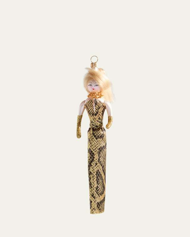 Fashionista in Snake-Printed Gown Christmas Ornament